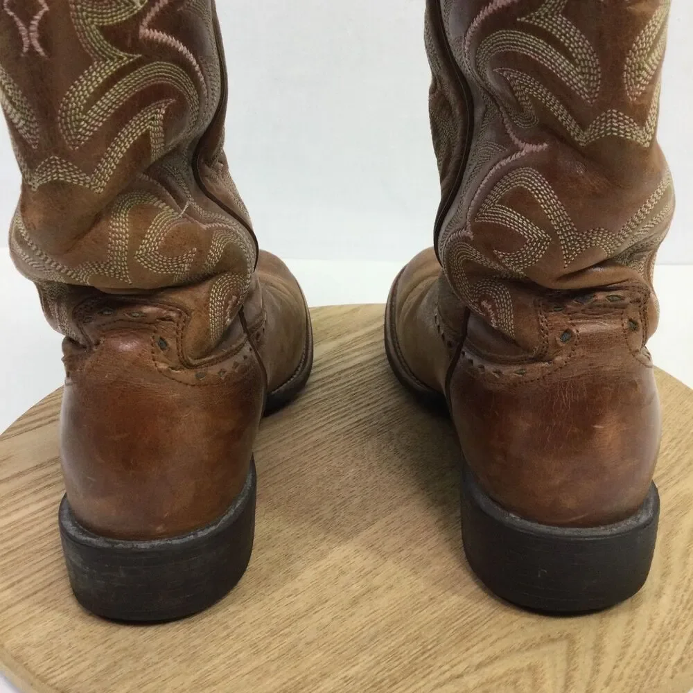 Ariat Womens Heritage Boots Leather Western Stitch Mid Calf Brown Size 7B - Picture 4 of 14